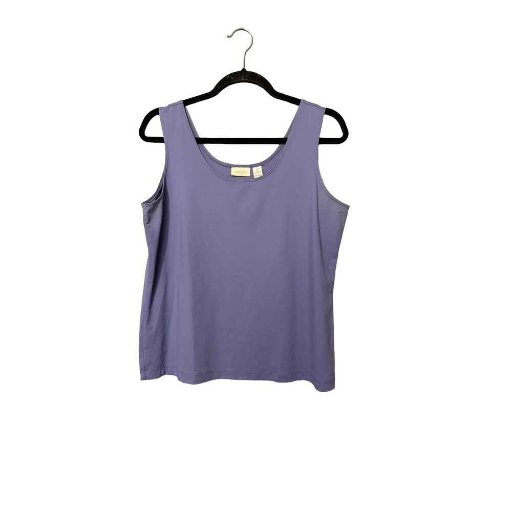 Vintage Chico’s Travelers Tank Top Blue Sleeveless Stretch Knit Size 2/L